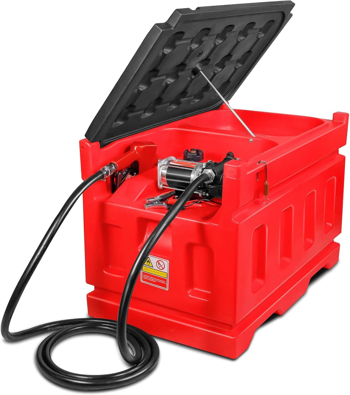 Portable 48 Gallon Fuel Tank with Pump for Gasoline & Diesel. 15GPM High Flow Rate 12V DC Self-Priming Fuel Transfer Pump. 13.1ft Hose. Auto Fueling Nozzle. for Easy Fuel Transportation