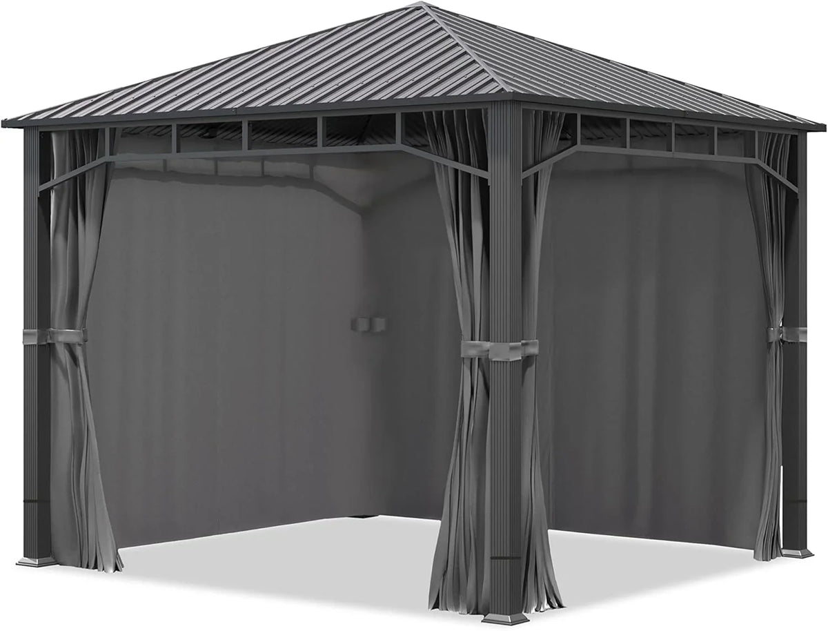 TOOLPORT Gartenpavillon 3x3 m Stahldach Hardtop 4 Seitenteile in Grau. Pfosten 9x9 cm