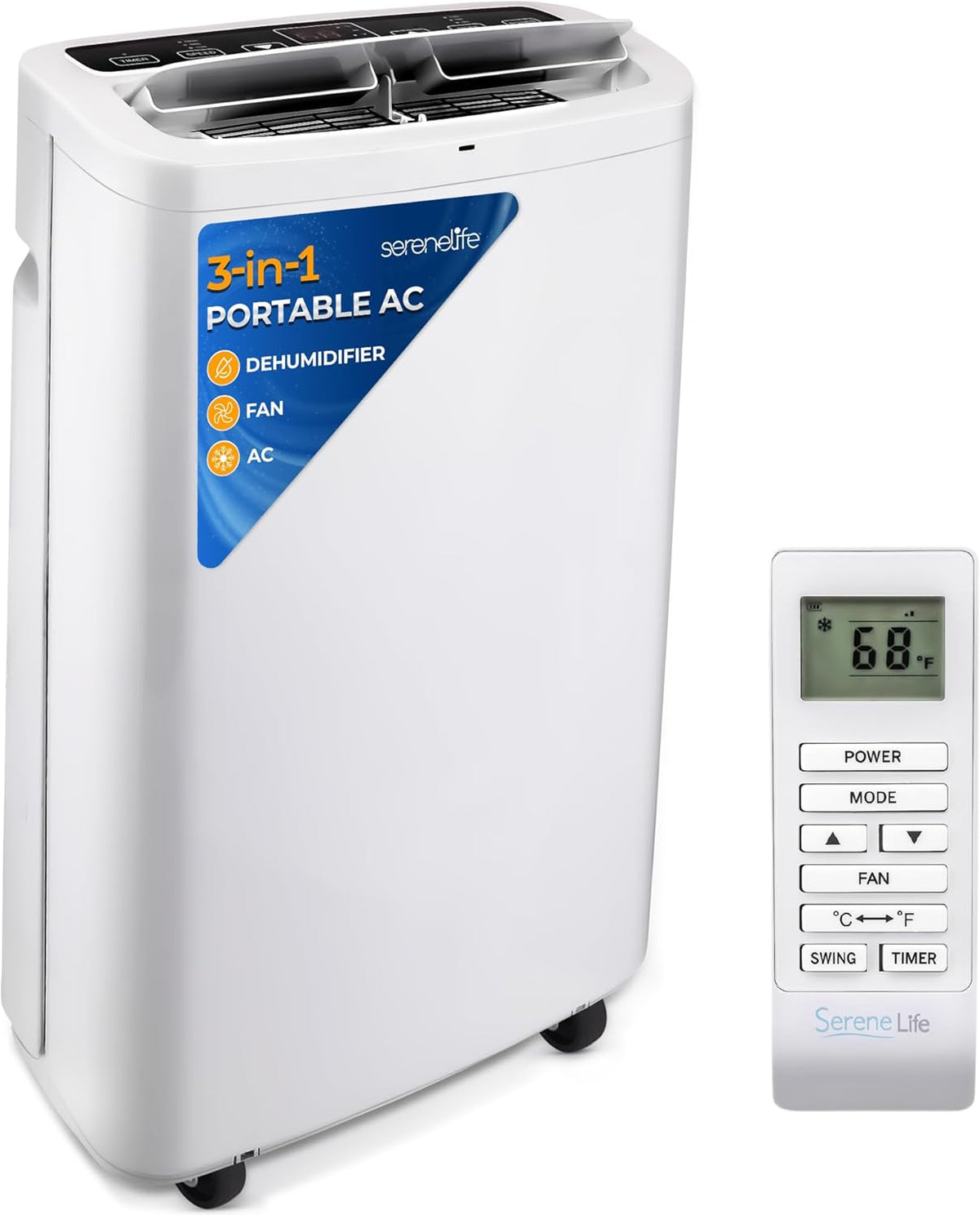 10.000 BTU Portable Air Conditioner– 4-in-1 AC Unit w/Cooling. Dehumidifier. Heater. & Fan– Includes Remote Control. Window Mount Kit. Quiet Operation. 24-Hour Timer