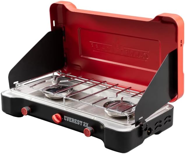 Mountain Series Everest 2X - High Output Two-Burner Camp Stove - Lid Doubles as Windscreen - Portable Cooking Stove - For Outdoor Cooking - 20.000 BTU Burners - 215 Sq In Cooking Area