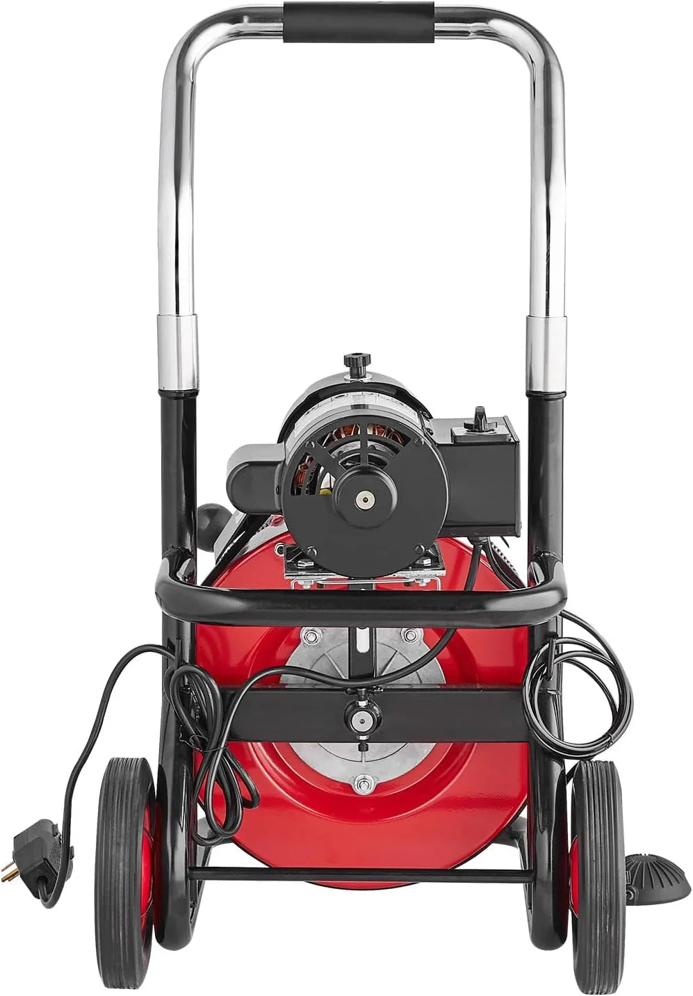 550W Drain Cleaning Machine. 100-Ft. x 1/2-Inch Sewer Snake Auger with 8 Cutters. Wheels and Foot Switch. for 2-4-Inch Pipes