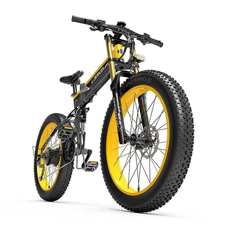 1000W 26-Inch Fat Tire Folding Electric Mountain Bike. Dual Crown Fork. 17.5Ah