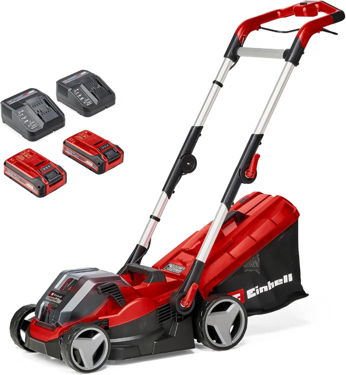 Einhell Akku-Rasenmäher RASARRO 36/42 Kit Power X-Change (36V. 42 cm Schnittbreite. bis 725 m². Brushless. 50L Fangkorb. Mulchfunktion. inkl. 2x 5.2Ah