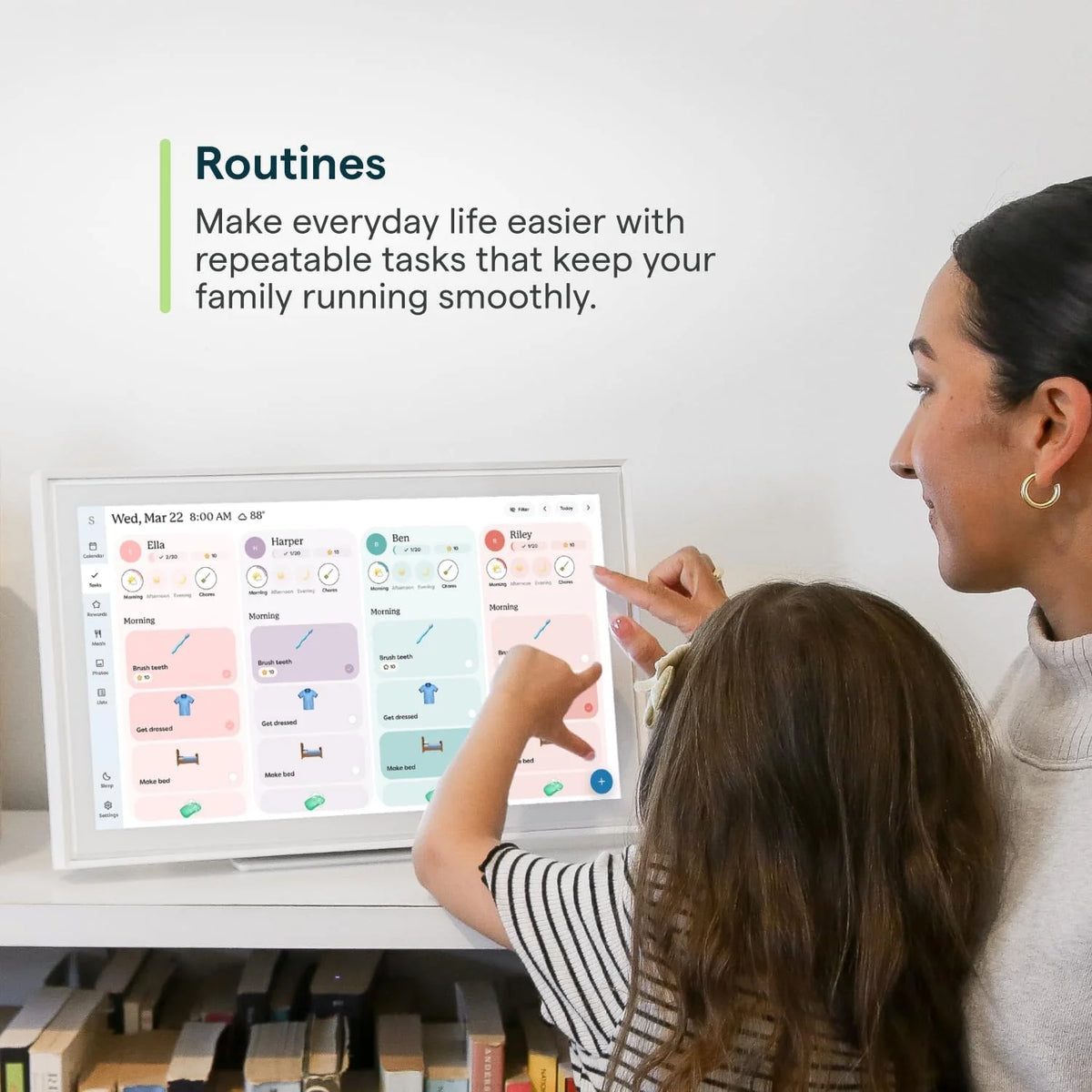 15 Inch Digital Wall Planner & Chore Chart. Smart Family Calendar Organizer Display for Home Organization