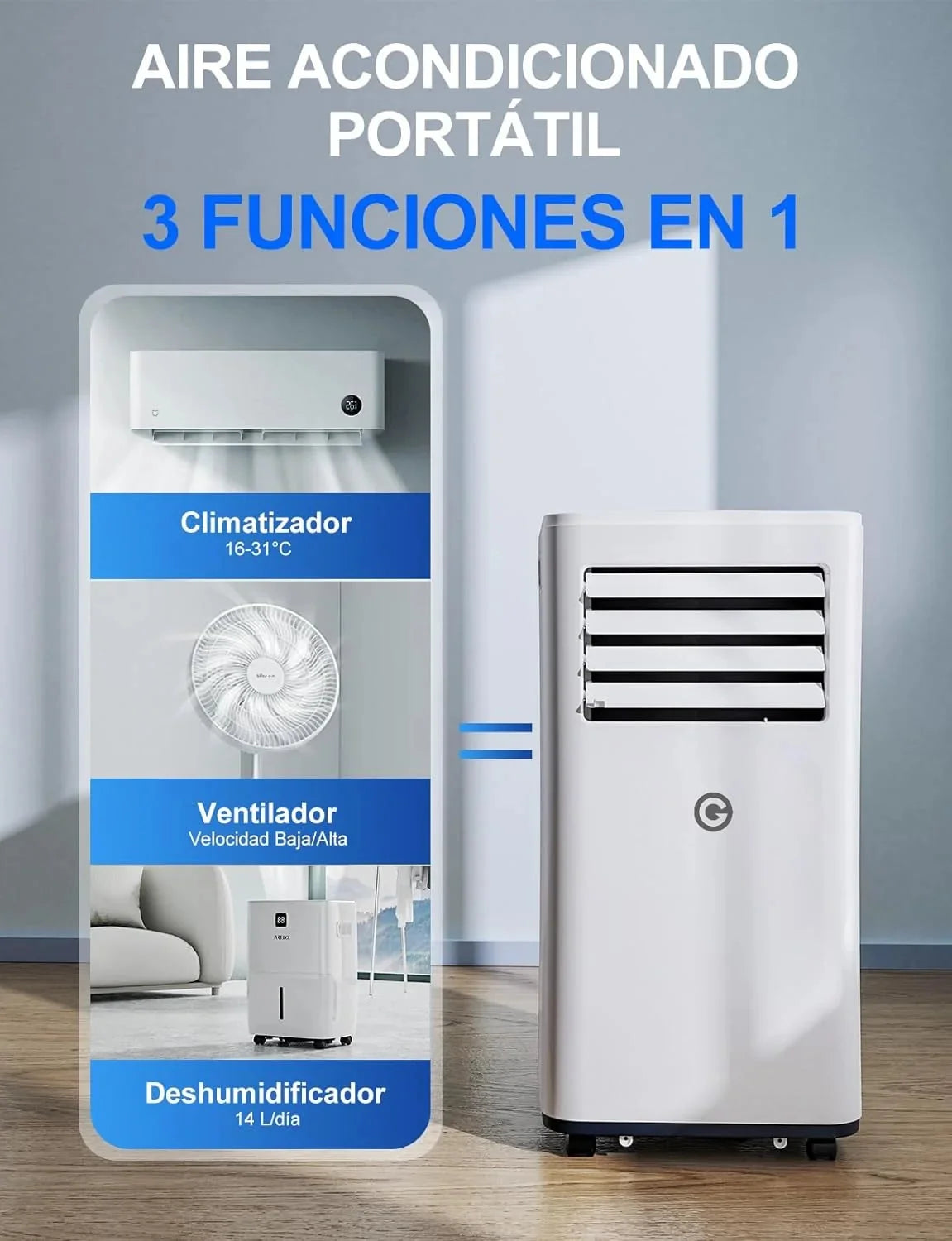 Aire Acondicionado Portátil 9000 BTU. 4 en 1
