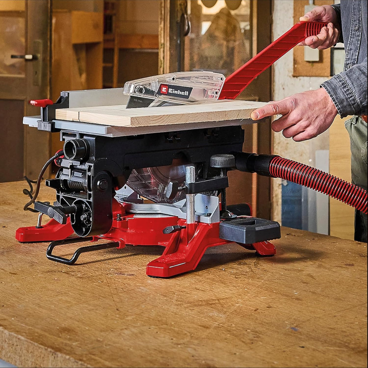 Einhell Sierra ingletadora y tronzadora y mesa TE-MS 216 T (1500W. hoja de sierra de Ø216mm. ancho de corte 120mm. profundidad 55mm. incl. láser de