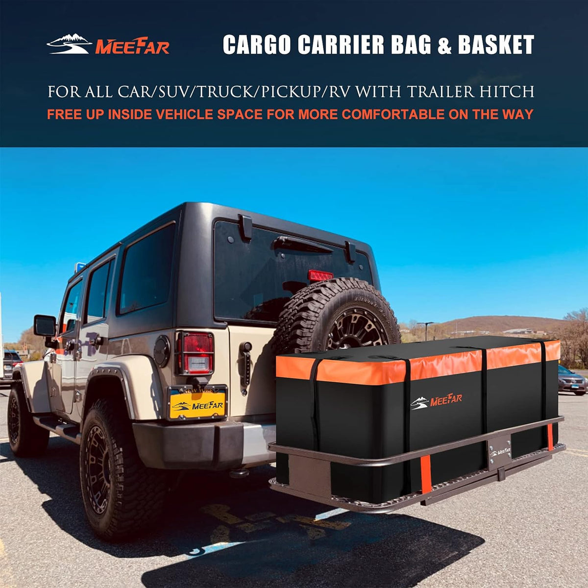 Roof Rack Carrier Basket Universal Rooftop 51 X 36 X 5 + Waterproof Bag 15 Cubic Feet (44 34 17). and Cargo Net with Attachment Hooks. Ratchet Straps