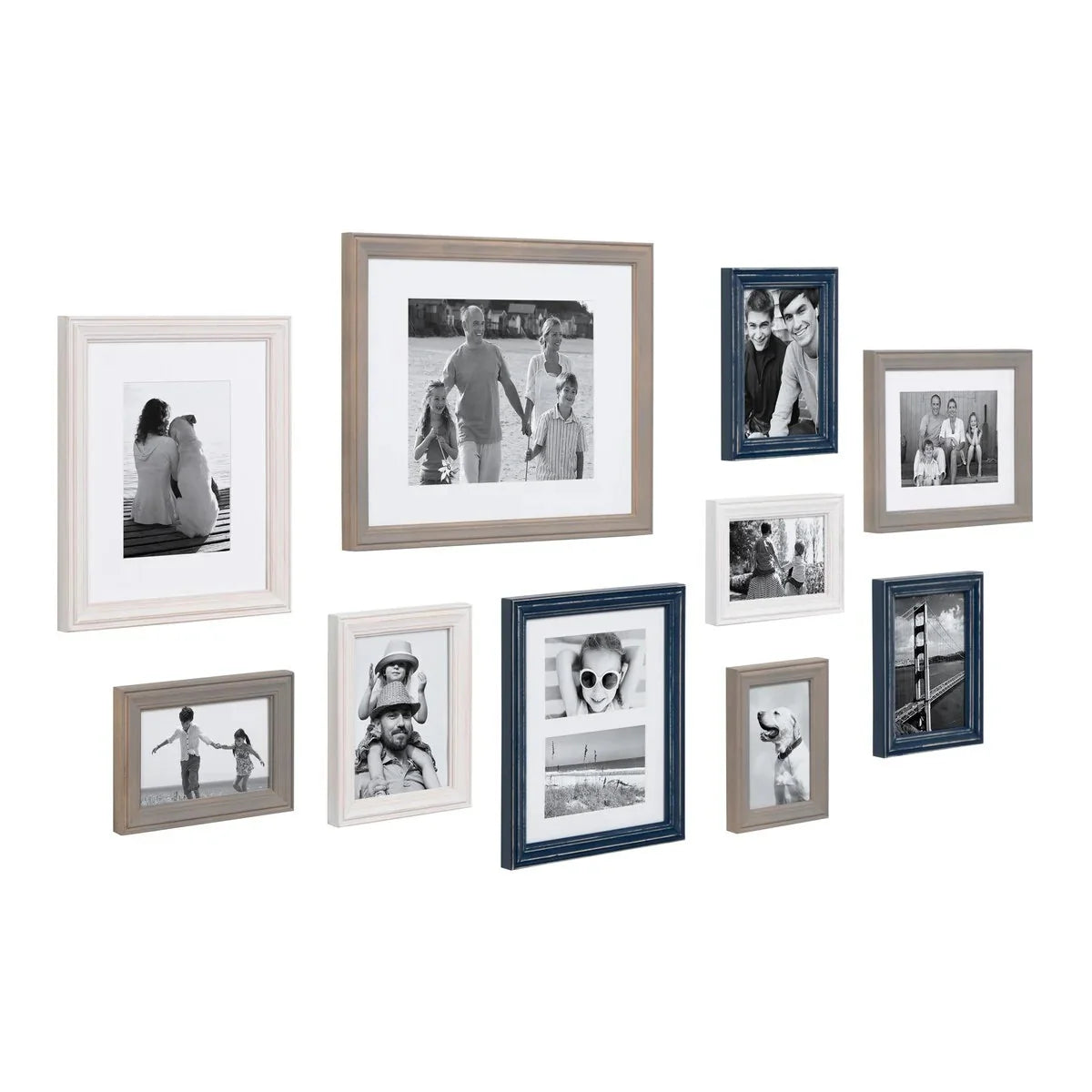 10-Piece Wood Gallery Wall Picture Frame Set. Decorative Photo Display Frames for Living Room. Bedroom and Home Decor