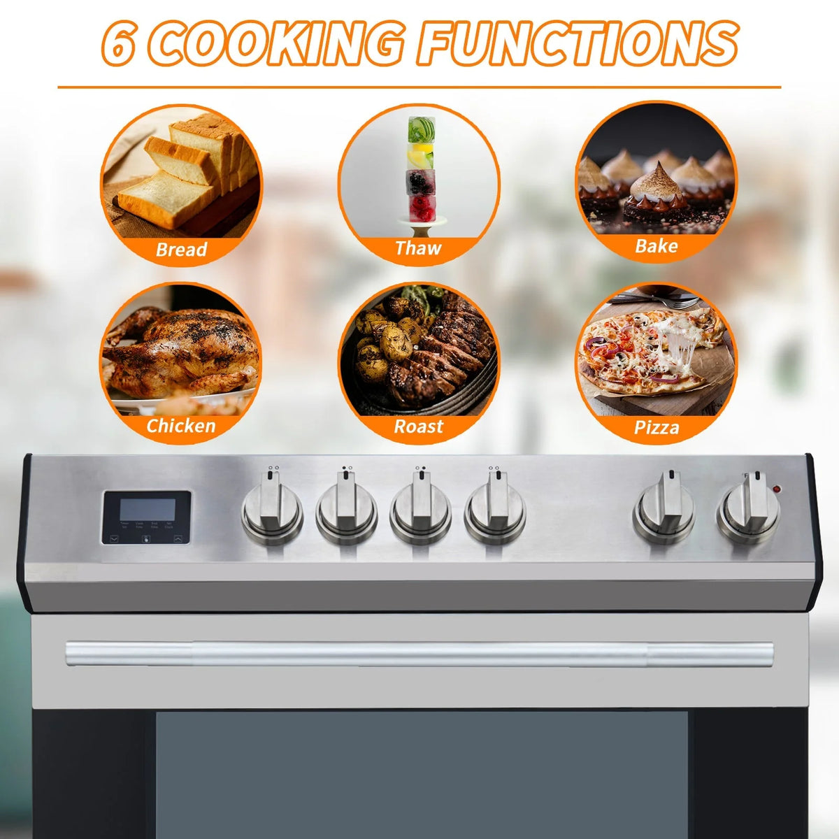 5.0 Cu. Ft. Freestanding Electric Range with Front Controls and 5 Cooktop Elements. Stainless Steel