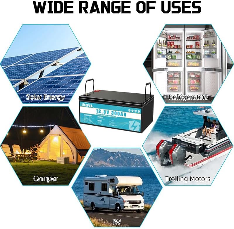 LiFePO4 Batterie 12V 300Ah Lithium Eisenphosphat Batterie. ausgestattet mit 300A BMS. Lebensdauer über 8 Jahre. geeignet für Camping. Solarenergie.