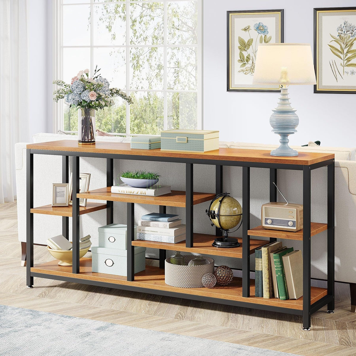 70.9 Inch Console Sofa Table with Storage. 3-Tier Entryway Table for Hallway