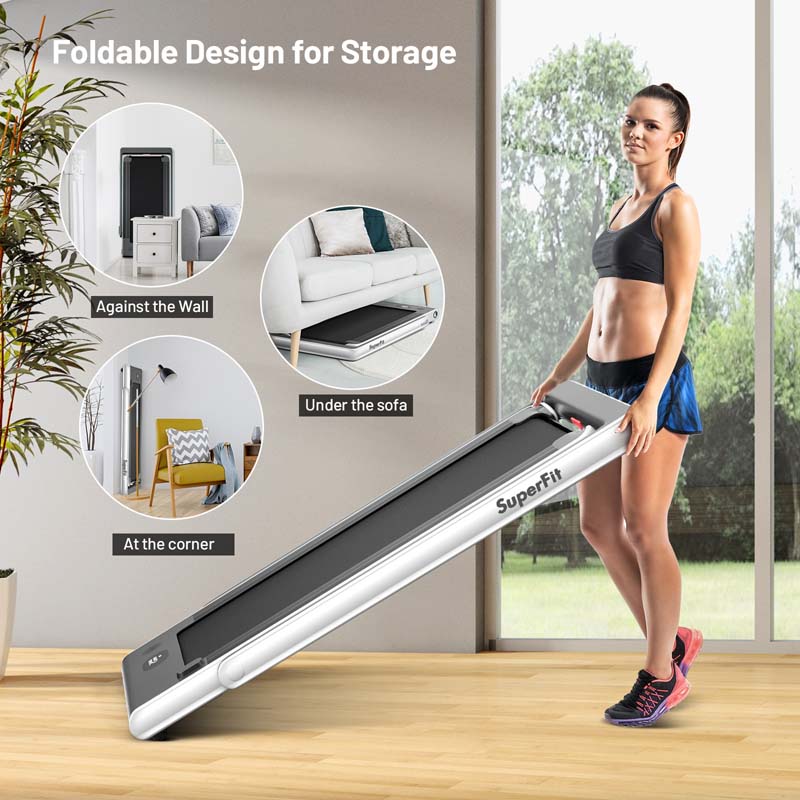 2-in-1 Folding Electric Treadmill. 2.25 HP. Under-Desk. with Dual Display and Smart App Control