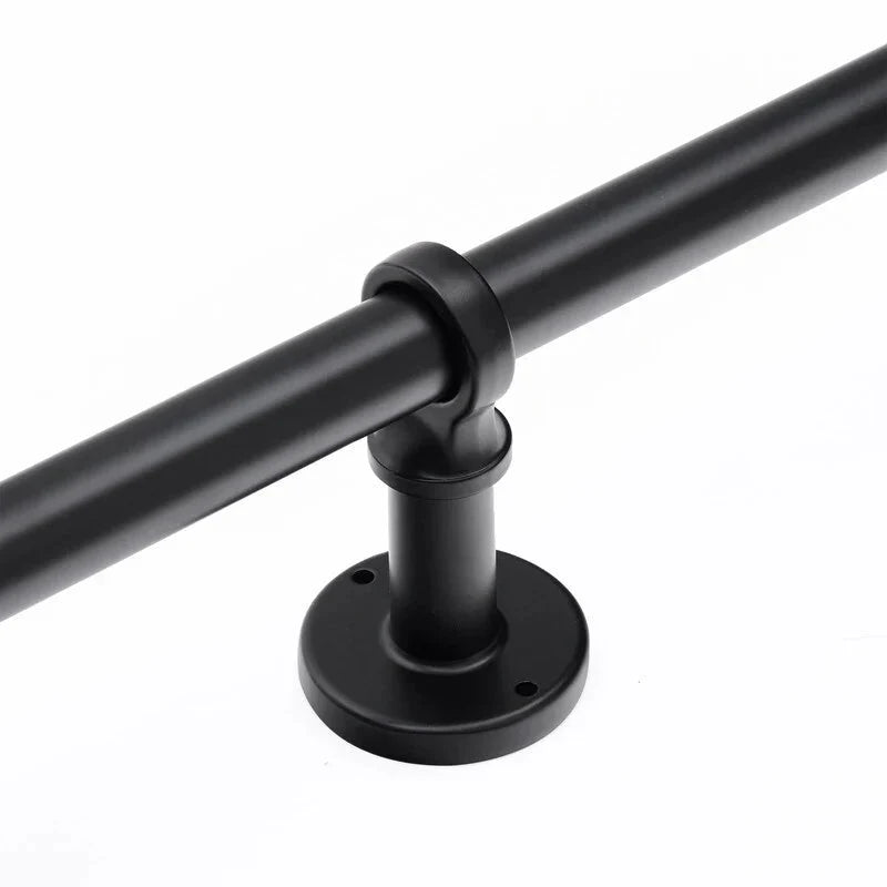 1 Inch Industrial Curtain Rods for Windows. Blackout Wrap-Around Rods. Rustic Matte Black