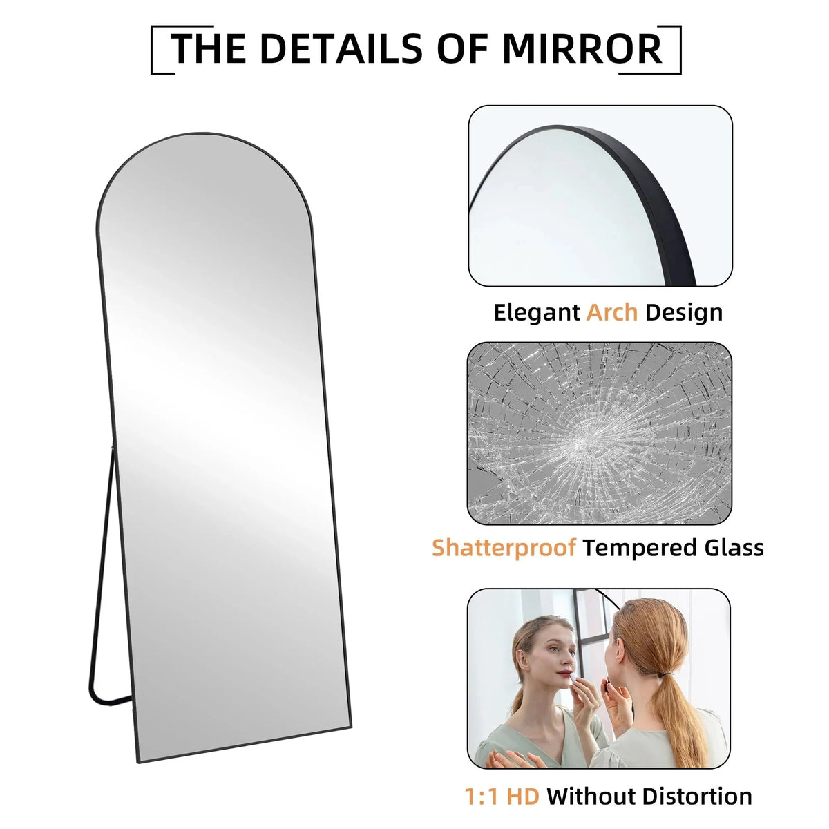 64x21 Full Length Floor Mirror. Large Full Body Aluminum Alloy Frame Standing Mirror with Stand and Wall Mount Option