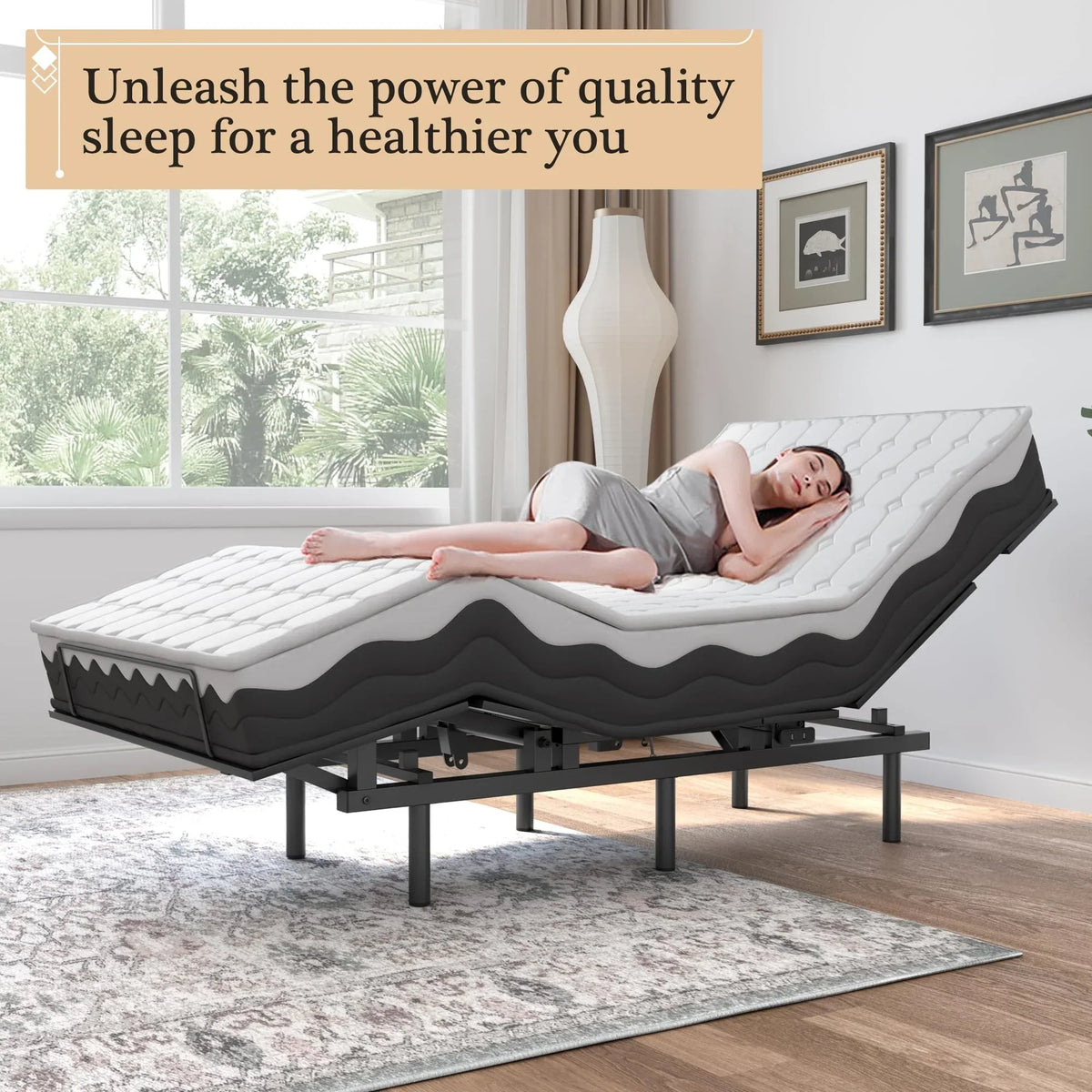 Adjustable Bed Frame -Wireless Remote -Memory Function -Adjustable Bed Base -Head and Foot Lift Incline -Zero Gravity -Quiet Motorfor Lying Down.