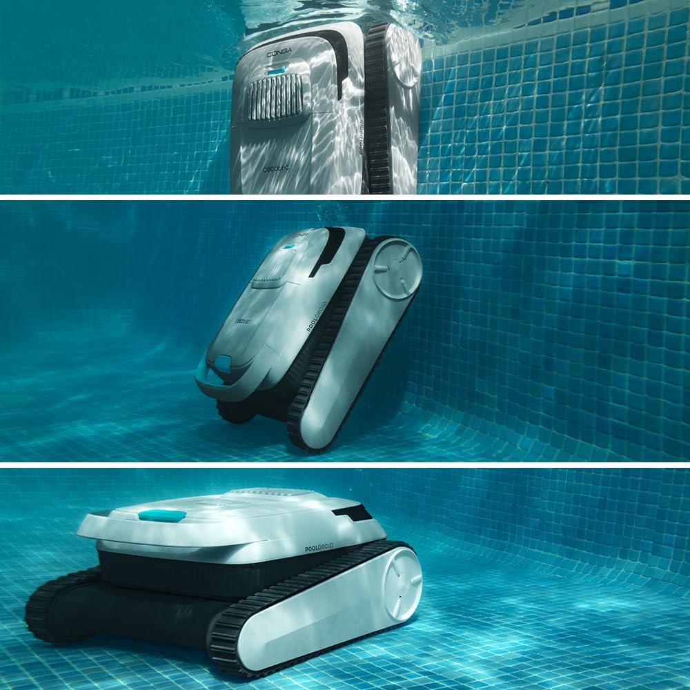 Cecotec Robot Limpiapiscinas para Fondos. Paredes y Línea de Flotación Conga Pooldroid 5000 TotalClean Pearl. Superficies 100m2. Pendiente Máx 90o.