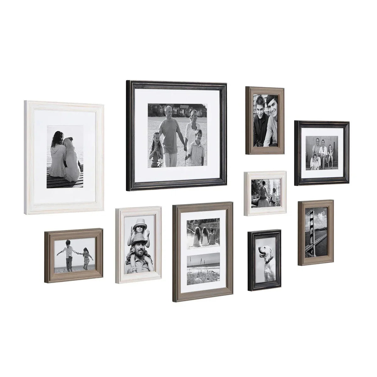 10-Piece Wood Gallery Wall Picture Frame Set. Decorative Photo Display Frames for Living Room. Bedroom and Home Decor