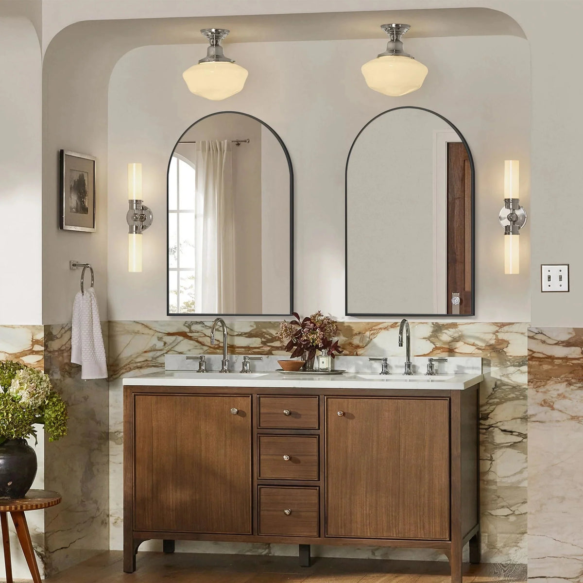 2 Pack 36x24 Inch Arched Bathroom Vanity Mirrors. Wall Mounted Decorative Mirrors for Bathroom and Bedroom