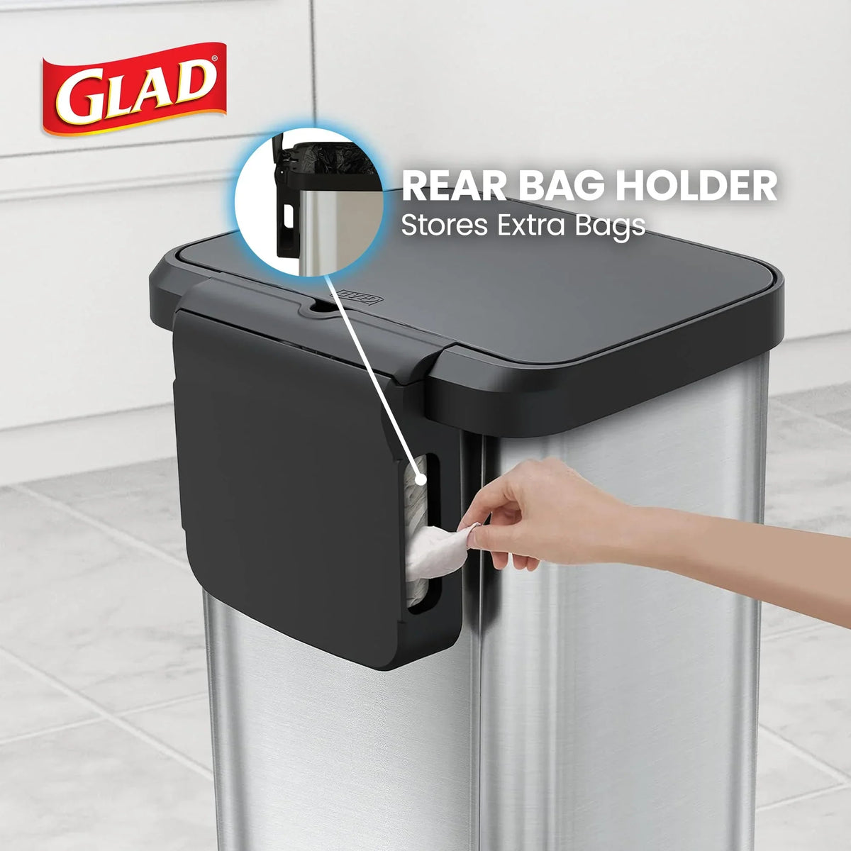 20 Gallon Stainless Steel Step Trash Can. Large Kitchen Garbage Bin with Odor Control