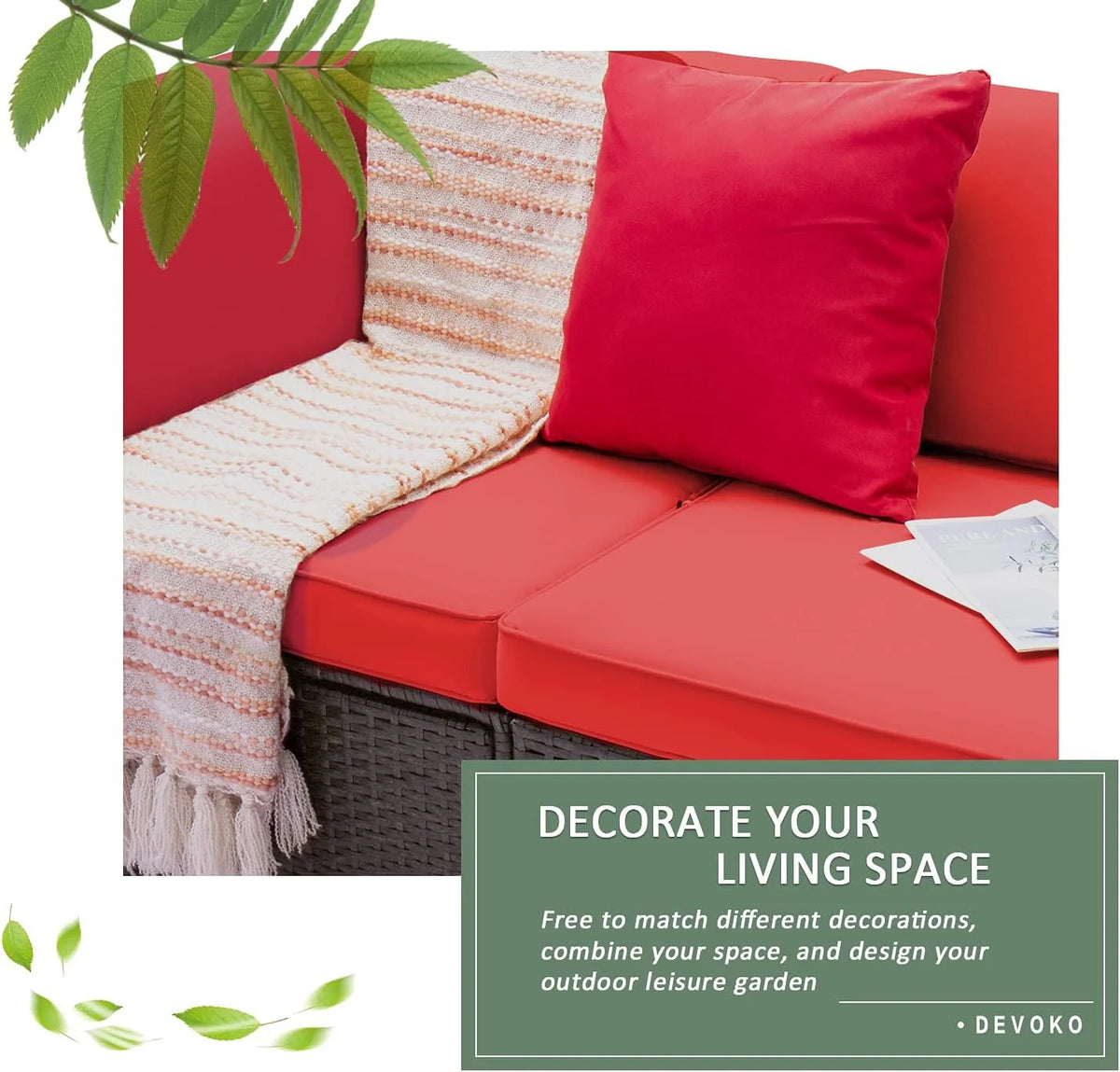5-Piece All-Weather Patio Furniture Set with Cushions. Outdoor Wicker Conversation Sofa Set for Garden. Deck & Backyard