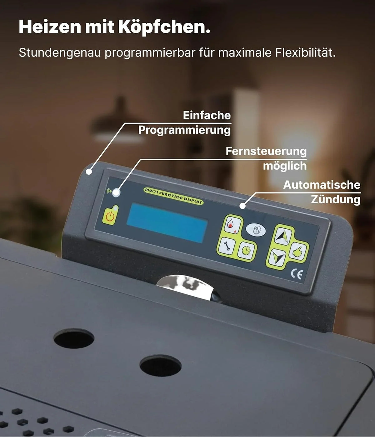 NEMAXX P12 Pelletofen 13.6 kW A+ bis 300 m³ – Auto-Reinigungszyklus. ECO-Modus. Wochenprogramm & mechanische Reinigungsunterstützung – Rot