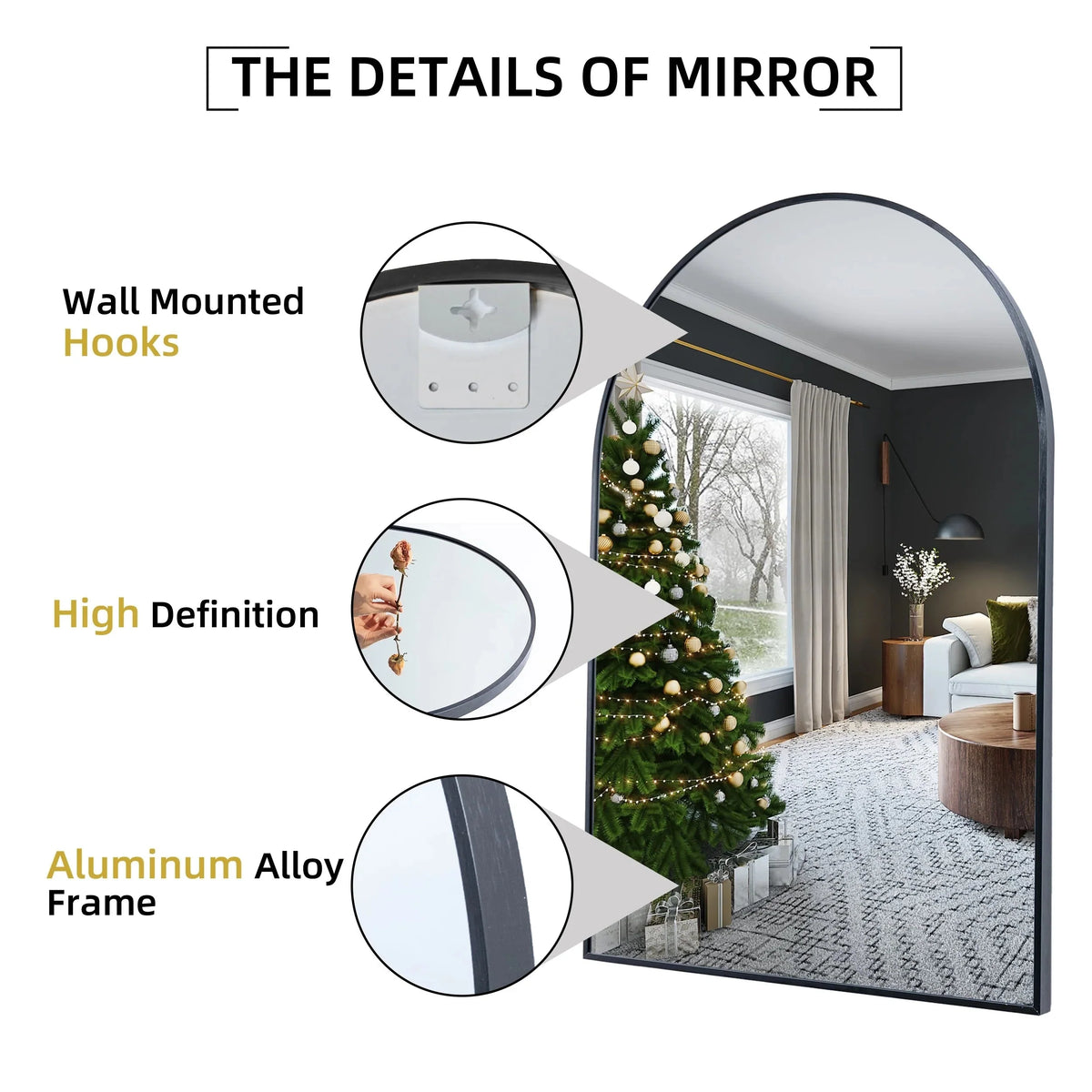 2 Pack 36x24 Inch Arched Bathroom Vanity Mirrors. Wall Mounted Decorative Mirrors for Bathroom and Bedroom