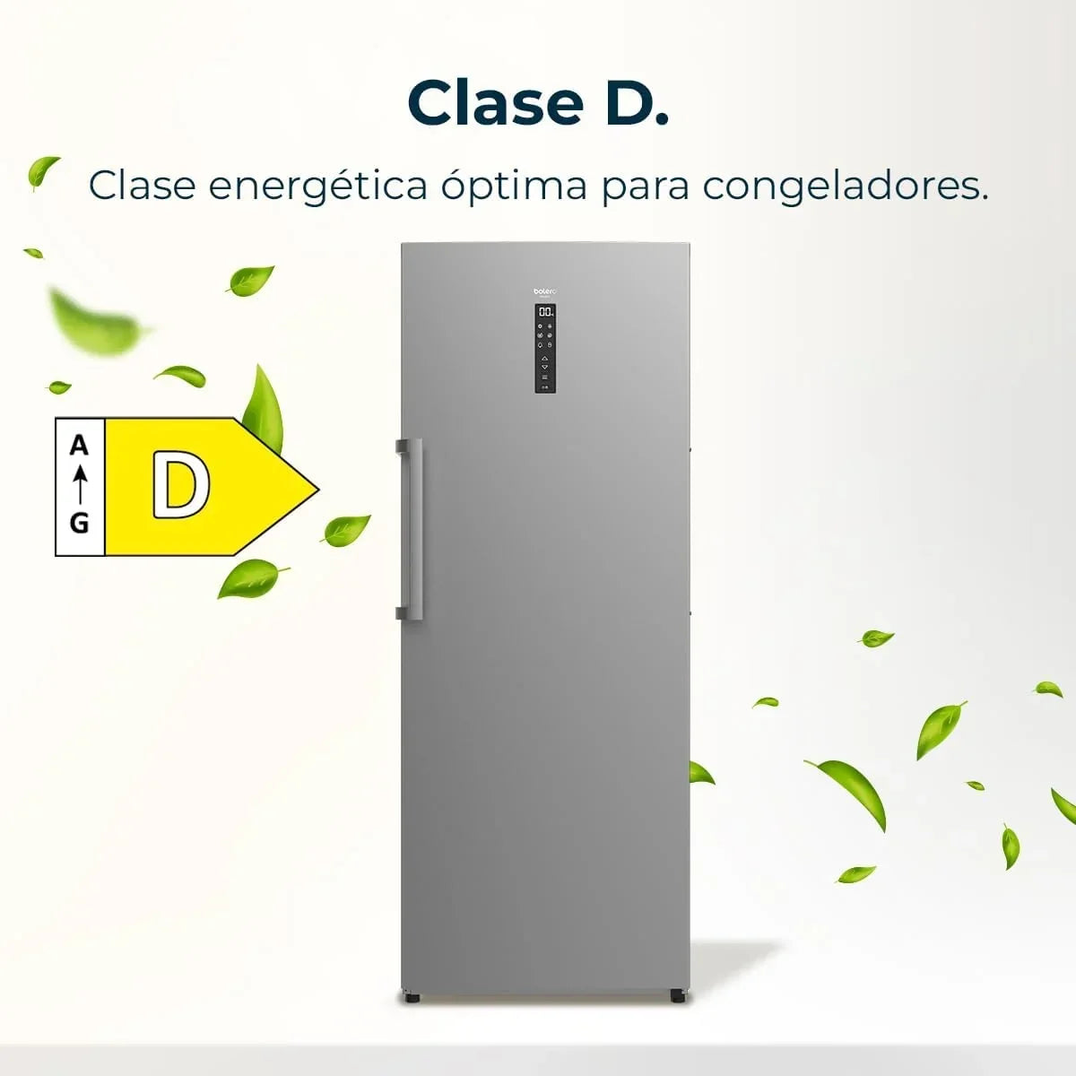 Cecotec Congelador Vertical de 380L Bolero CoolMarket UF 380 inox D. 1950W. Motor Inverter Plus. Bajo Consumo. Total No Frost. Display door.