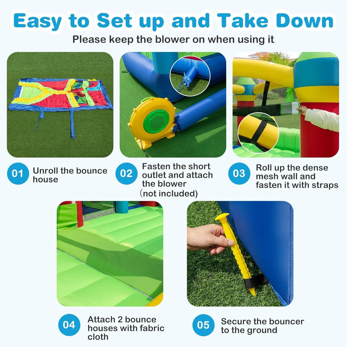 Inflatable Obstacle Course Bounce House. Kids Huge Sectional Bouncy Castle with Dual Slides. Tunnels. Bounce Area. Climbing. Obstacles. Playhouse for Kids Indoor Outdoor Birthday Party Gift
