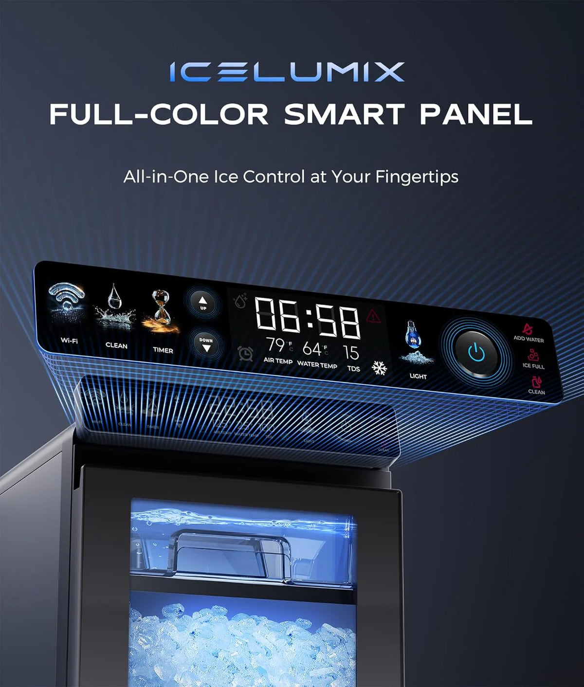 Nugget Ice Maker Countertop. Smart Pebble Ice Machine with APP Control. 44 lbs/24H Soft Pellet Chewable Ice with Self-Cleaning. Stainless Steel