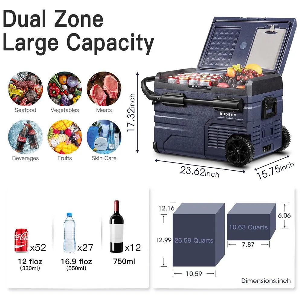 12 Volt 37 Qt. Portable Car Refrigerator. Car Freezer for Outdoor. Camping. Travel. RV.APP Control