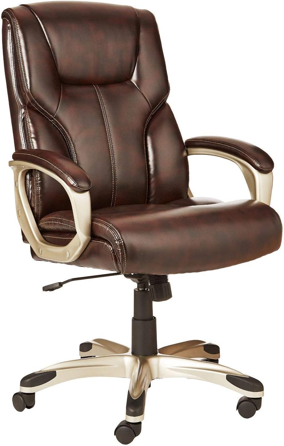High-back executive office chair. adjustable in height. tiltable. rotatable. uniform size. white/mustard color