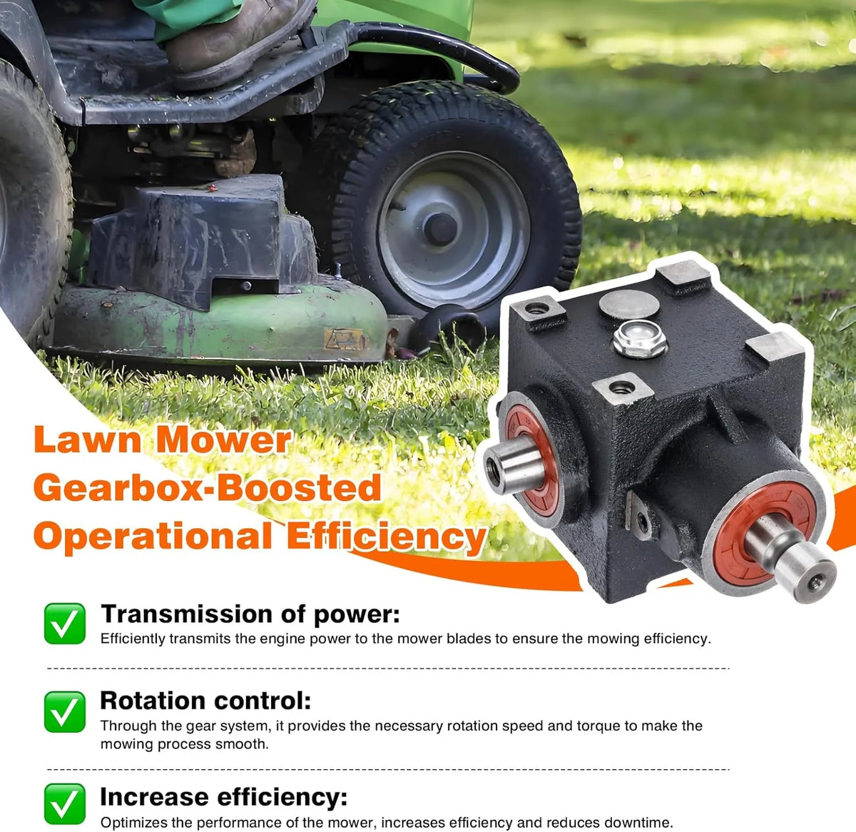 Grass mower chassis gearbox. compatible with John Deere 425. 445. and 455 tractors. suitable for 48-inch. 54-inch. and 60-inch grass mower chassis. replaceable