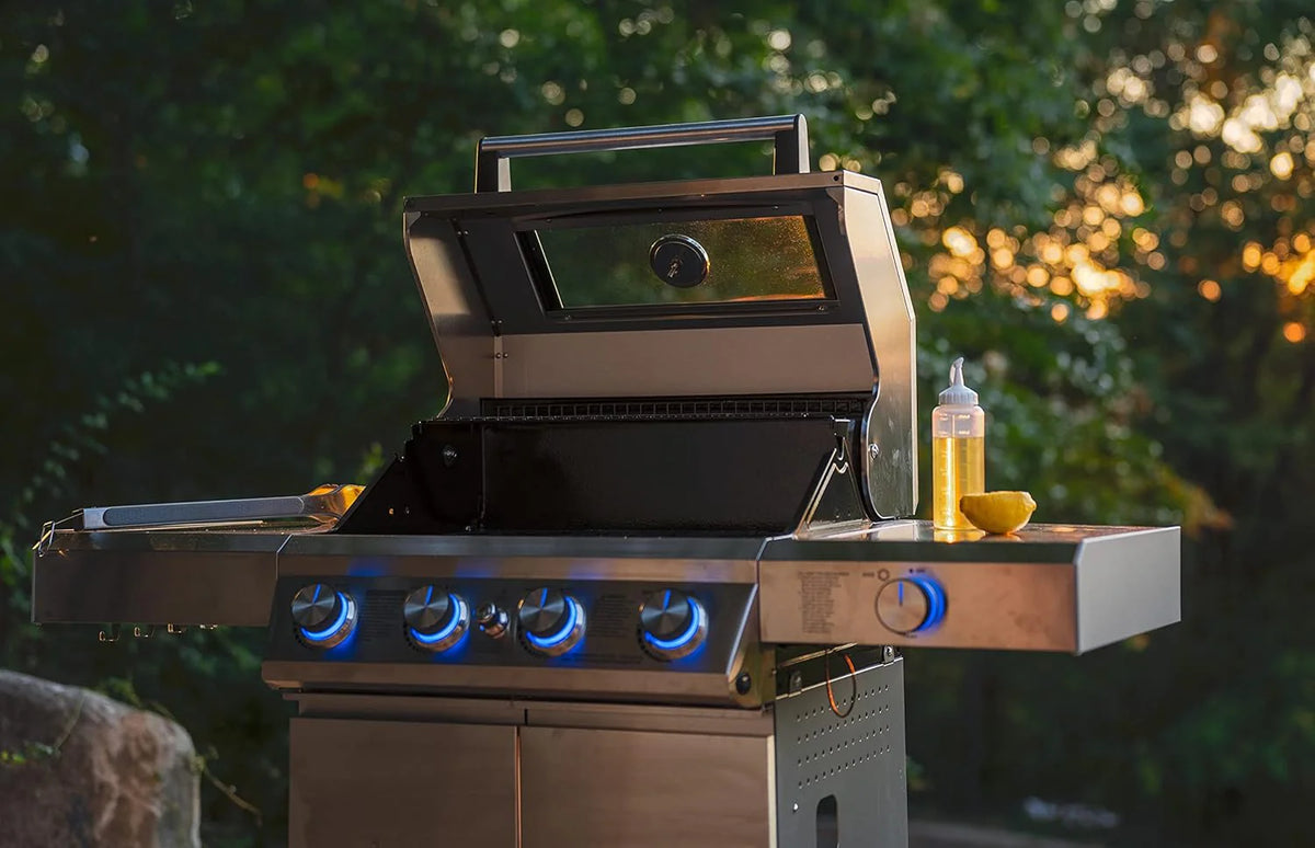 Larger 4-Burner Propane Gas Grills bbq Stainless Steel Heavy-Duty Cabinet Style with Knob Controls Side Burner Mesa 400m