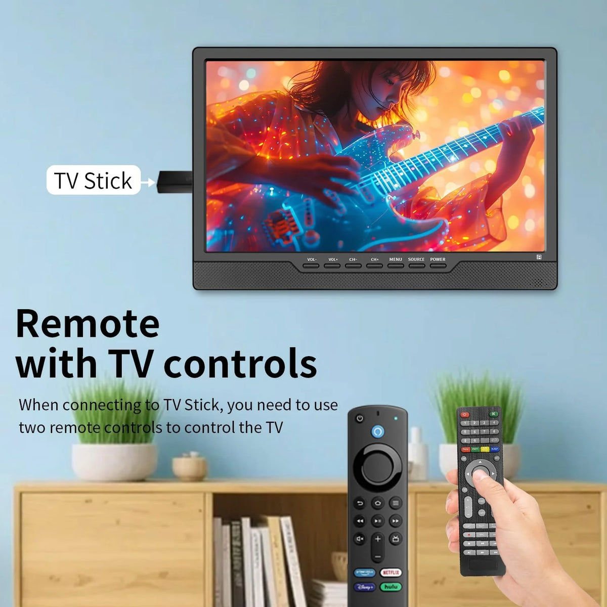 KCR Televisión. TV de 12 V con sintonizador digital DVB-T2. HDMI. USB. control remoto. portátil para dormitorio. cocina. caravana. 14 pulgadas. color