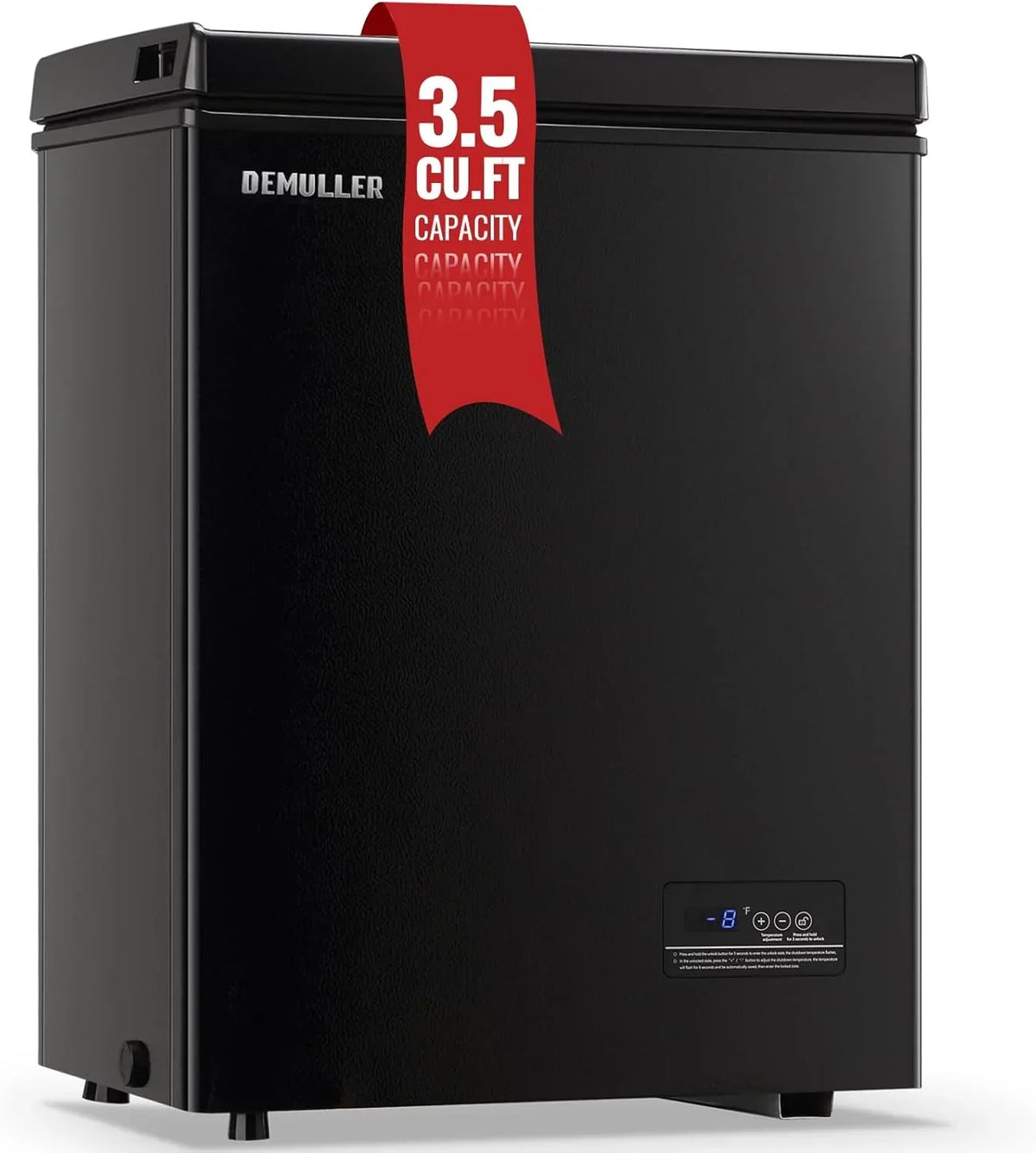 5.0 Cu. Ft. Chest Freezer with 2 Removable Stainless Steel Baskets. Electronic Control. 41°F to -15°F. Black