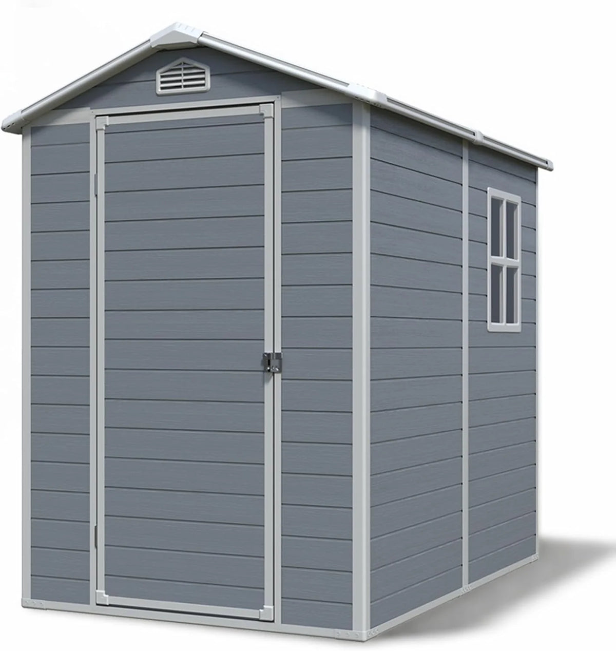 Gartenhaus Lönneberga 2.5m² Kunststoff | Polypropylen (PP) Geräteschuppen witterungsbeständig 124 x 191 x 167/199 cm (B x T x H) grau