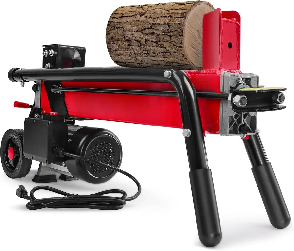 Electric Log Splitter 7-Ton - Efficient Wood Splitter with 3500 Motor Speed. 15 Amp. Horizontal Full Beam Design and Steel Wedge for Firewood &