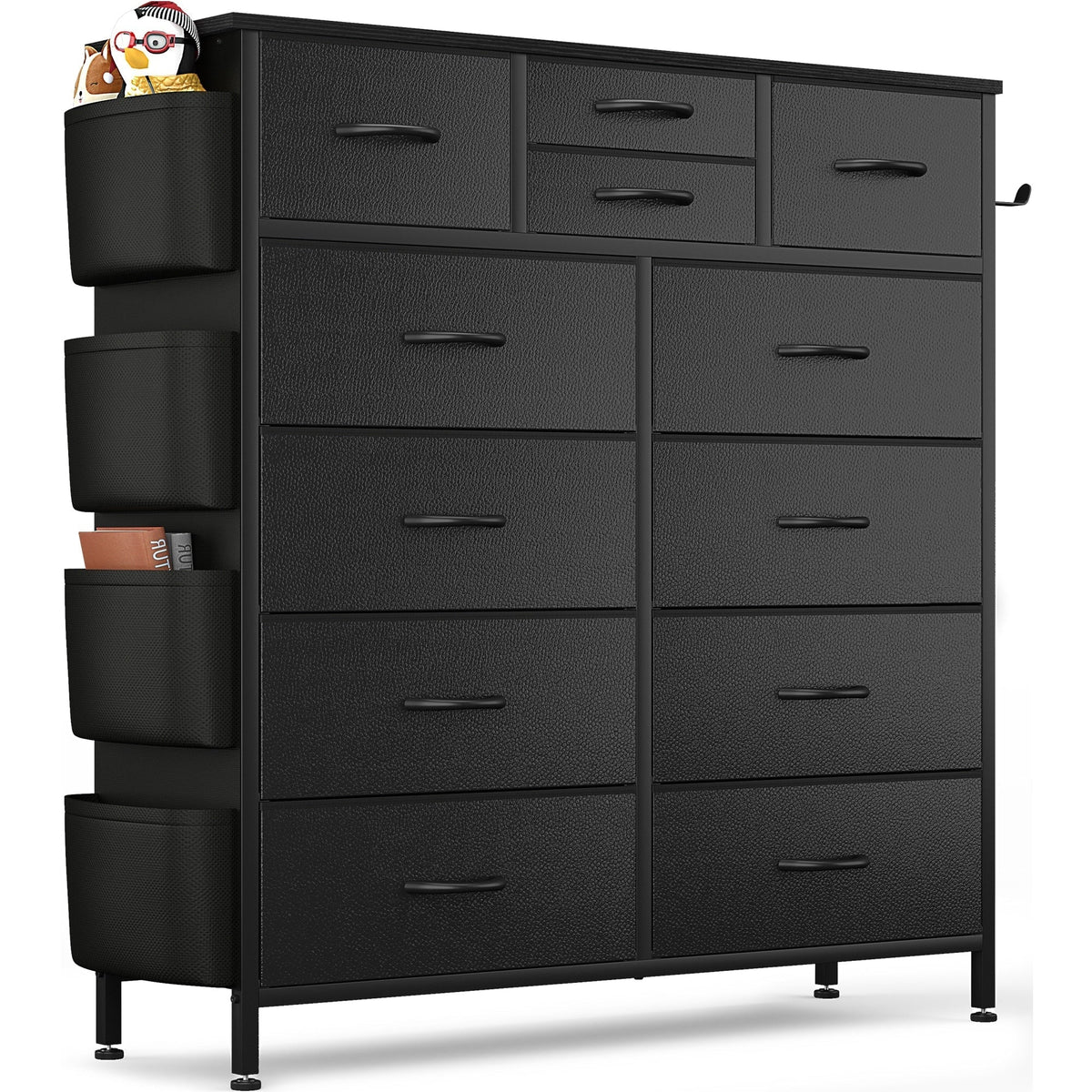 12 Drawer Fabric Dresser. Tall Bedroom Chest of Drawers with Storage