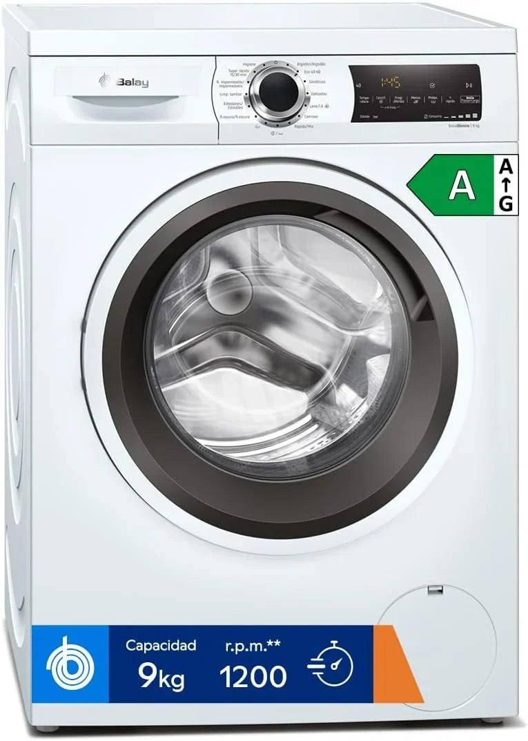 Balay - Lavadora. libre instalación. 9 kg. Programa Super rápido y Rápido/mix. Blanco. 3TS993BP. entrada estándar
