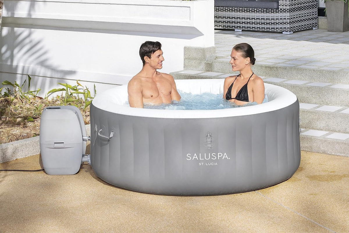 71 x 26-Inch Inflatable Hot Tub Spa for 2-4 Persons. Portable. with 2 Covers. Black