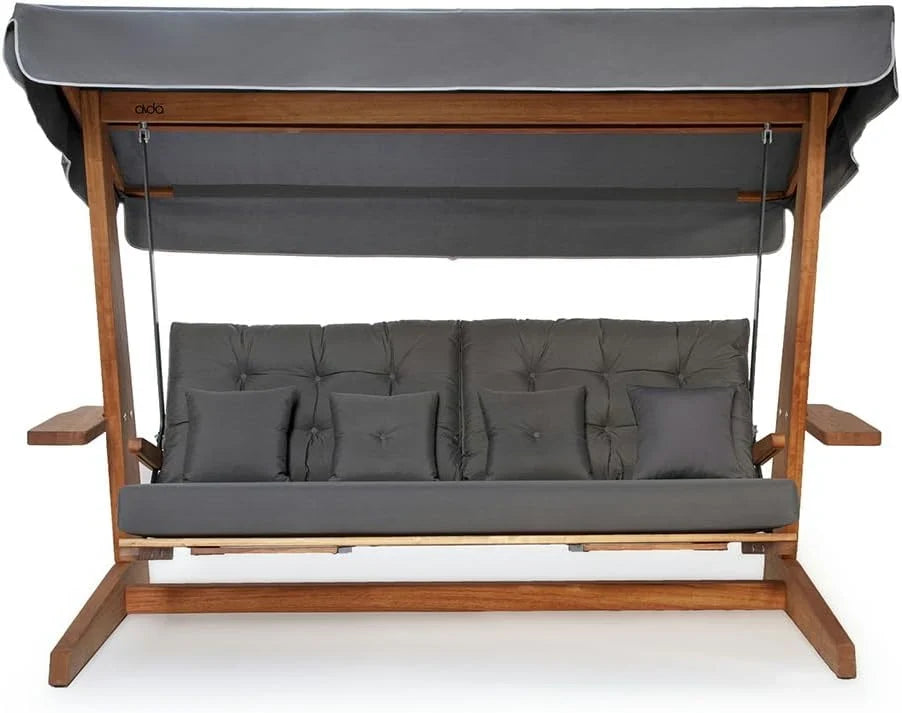 WESTMANN Hollywoodschaukel Luna 2600 | 260x139x195 cm Grau | Holzschaukel für bis zu 4 Personen inklusive Sonnenschutz