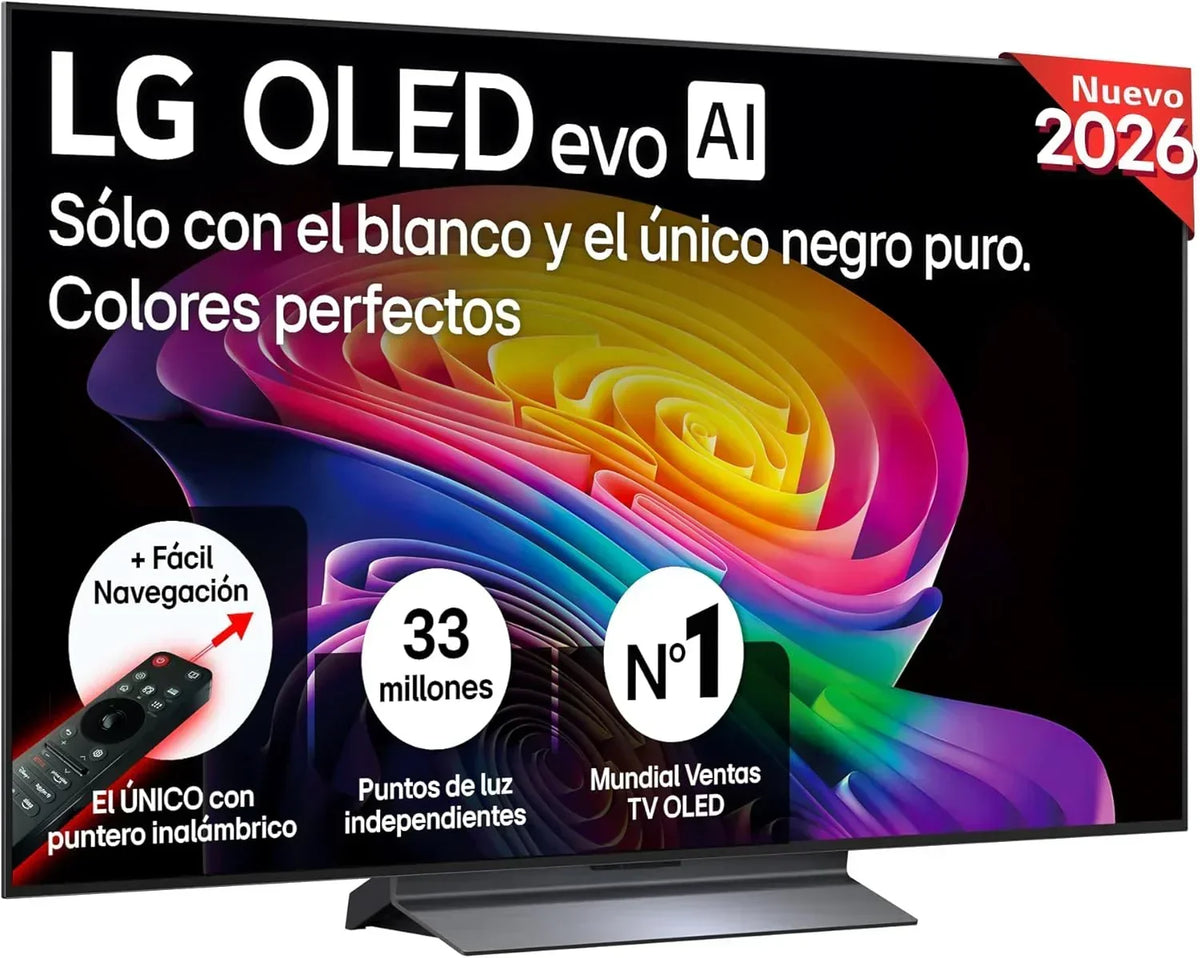 LG OLED65C54LA - TV 65. OLED EVO 4K. Smart TV AI C5. WebOS 25. Super Upscaling. Dolby Vision and Dolby Atmos. AMD FreeSync. Alexa/Google Assistant.