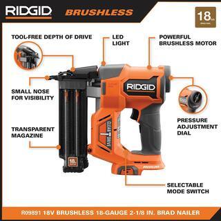 18V Brushless Cordless Nailer Combo Kit with Brad and Finish Nailers. Battery and Charger