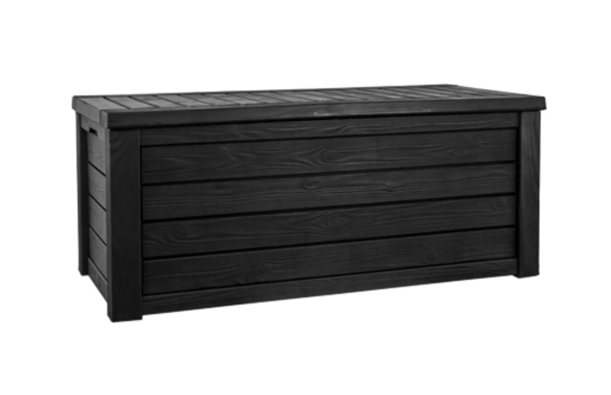 150 Gallon Resin Outdoor Storage Box. Large Deck Container for Patio. Garden and Yard. Dark Gray
