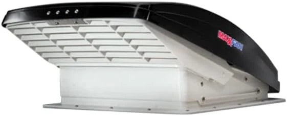 Deluxe - All-In-One RV Vent. Shield & Fan; Built-In Rain Shield. 10 Speed Reversible Fan with Thermostat. Fits Standard 14x14 Roof Openings. 12V Long Life Motor. White (00-05100K)