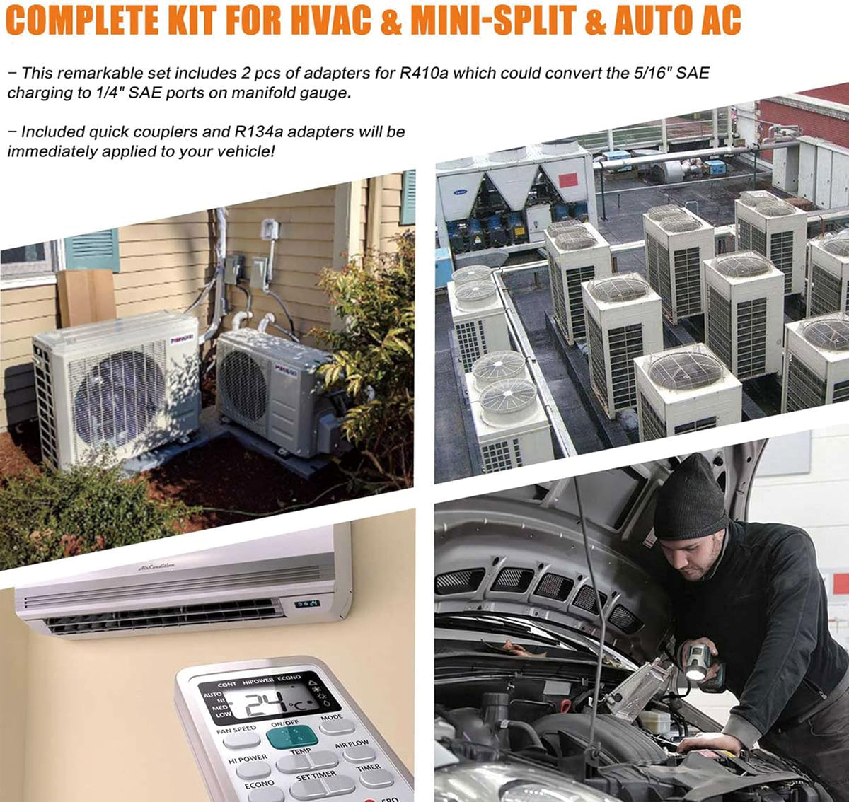 BACOENG Vakuumpumpe klimaanlage Set für HVAC/Auto AC Kältemittelaufladung. Klimaanlage Auto Befüllen Set Ideal für R134A R410A R407C R32