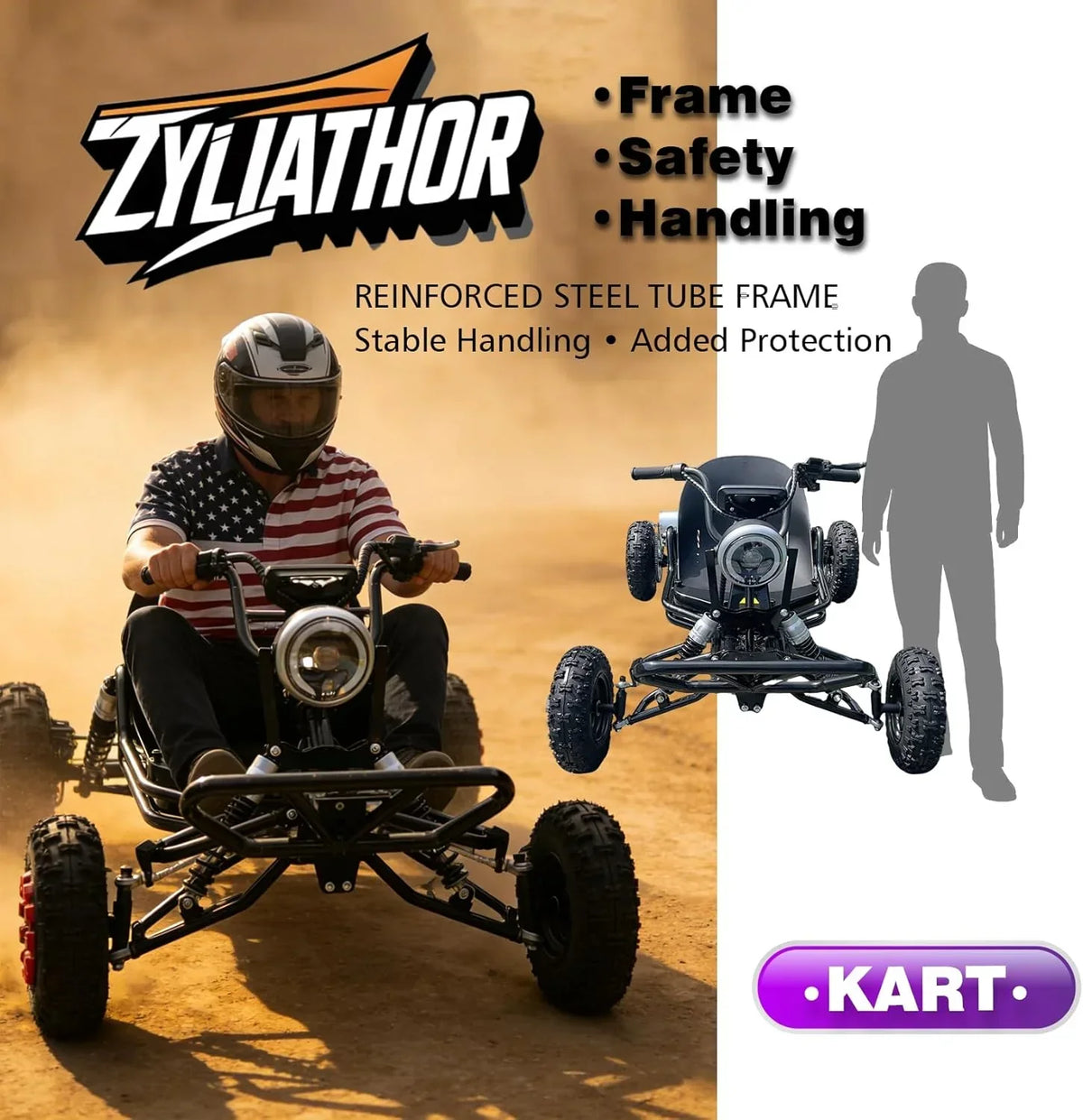 Kart Eléctrico 48V para Adultos y Niños - Motor 2000W (12-37 mph). Llantas Todo Terreno 6''. Batería 10.4Ah (Autonomía 12+ Millas). Capacidad 200 kg.