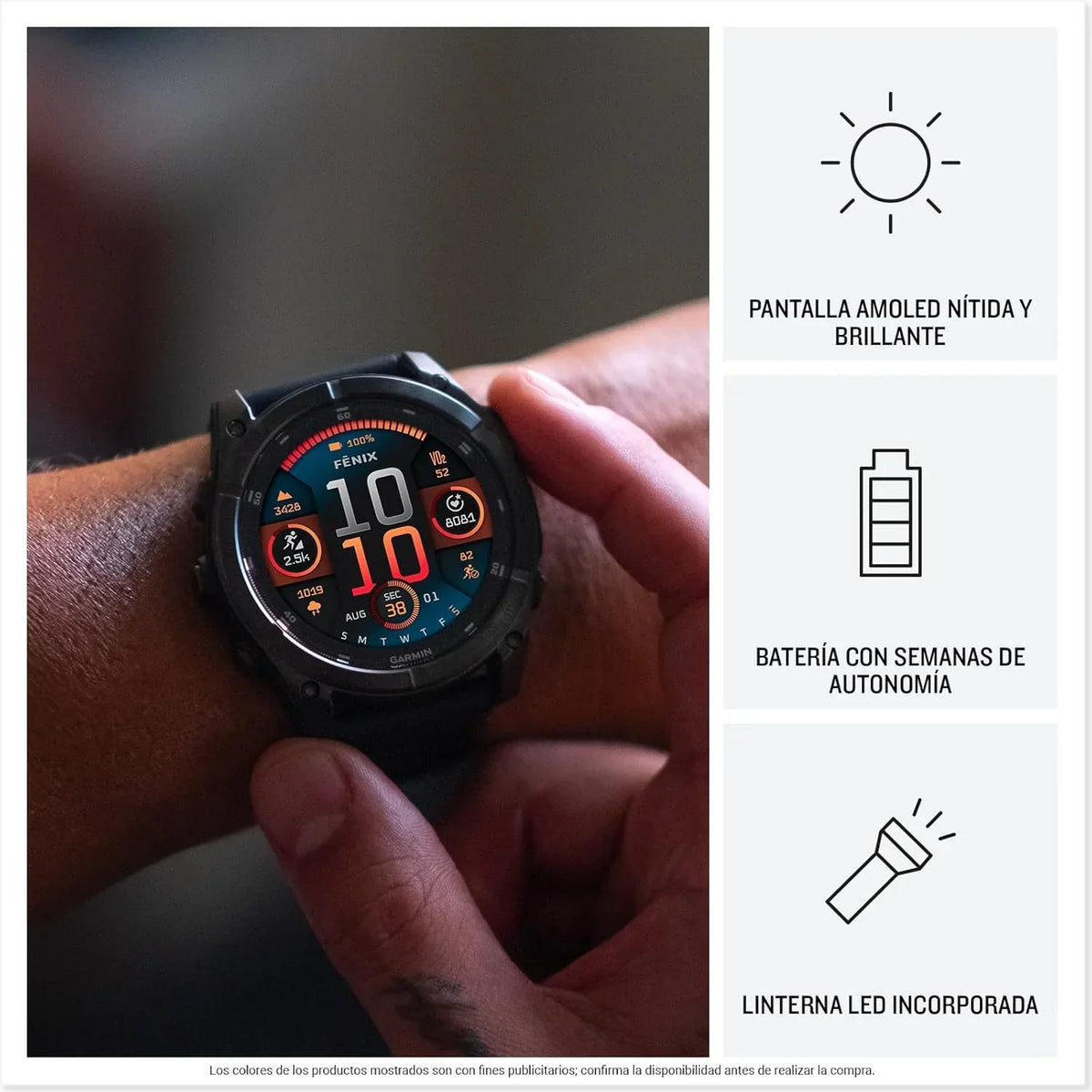 Garmin fēnix 8-51mm - Reloj de Alto Rendimiento GPS Multideporte con Pantalla táctil AMOLED. Linterna LED. Altavoz y micrófono Integrados. Mapas y