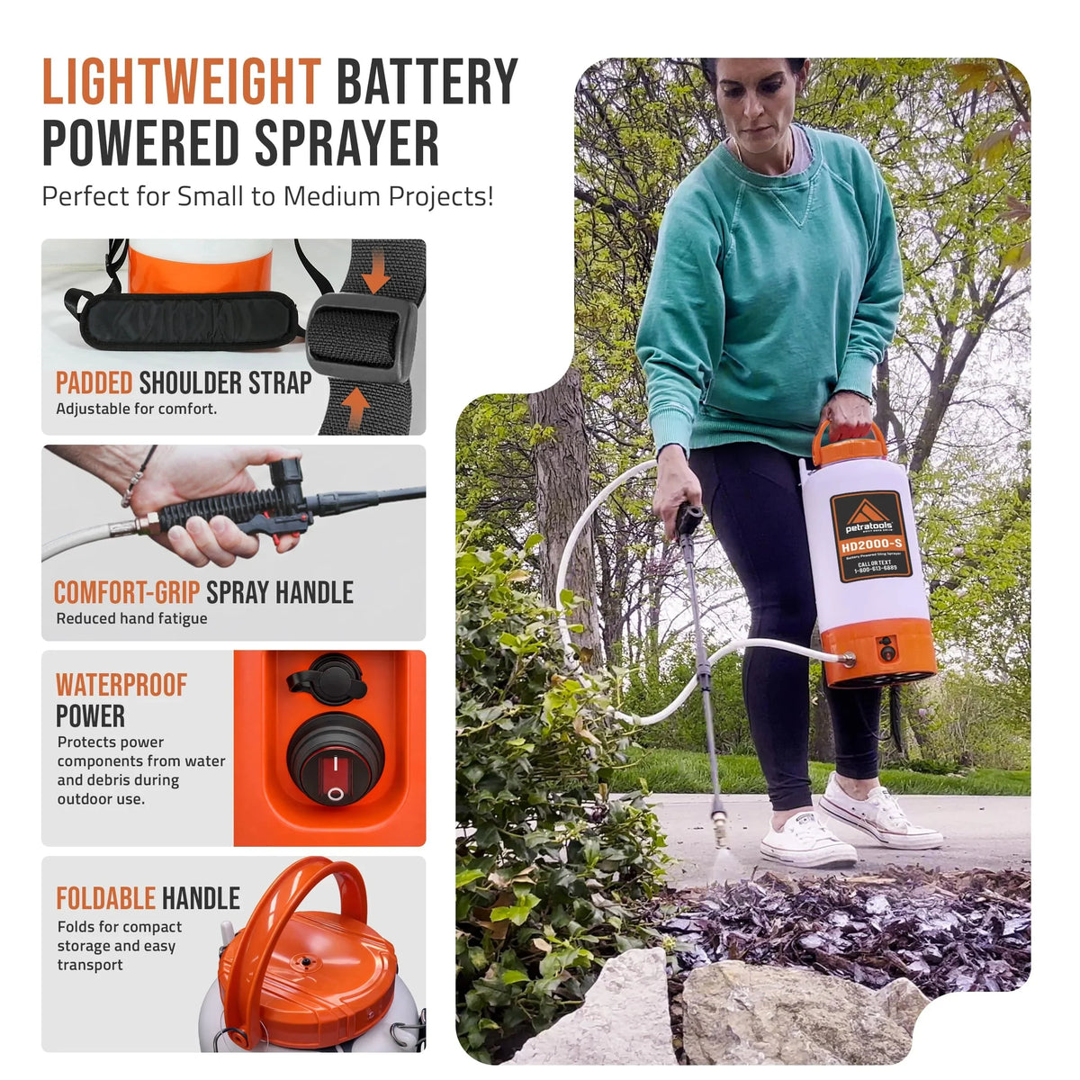 2 Gallon Battery Powered Sprayer. Rechargeable Cordless Electric Pump Sprayer for Garden. Lawn and Outdoor Use