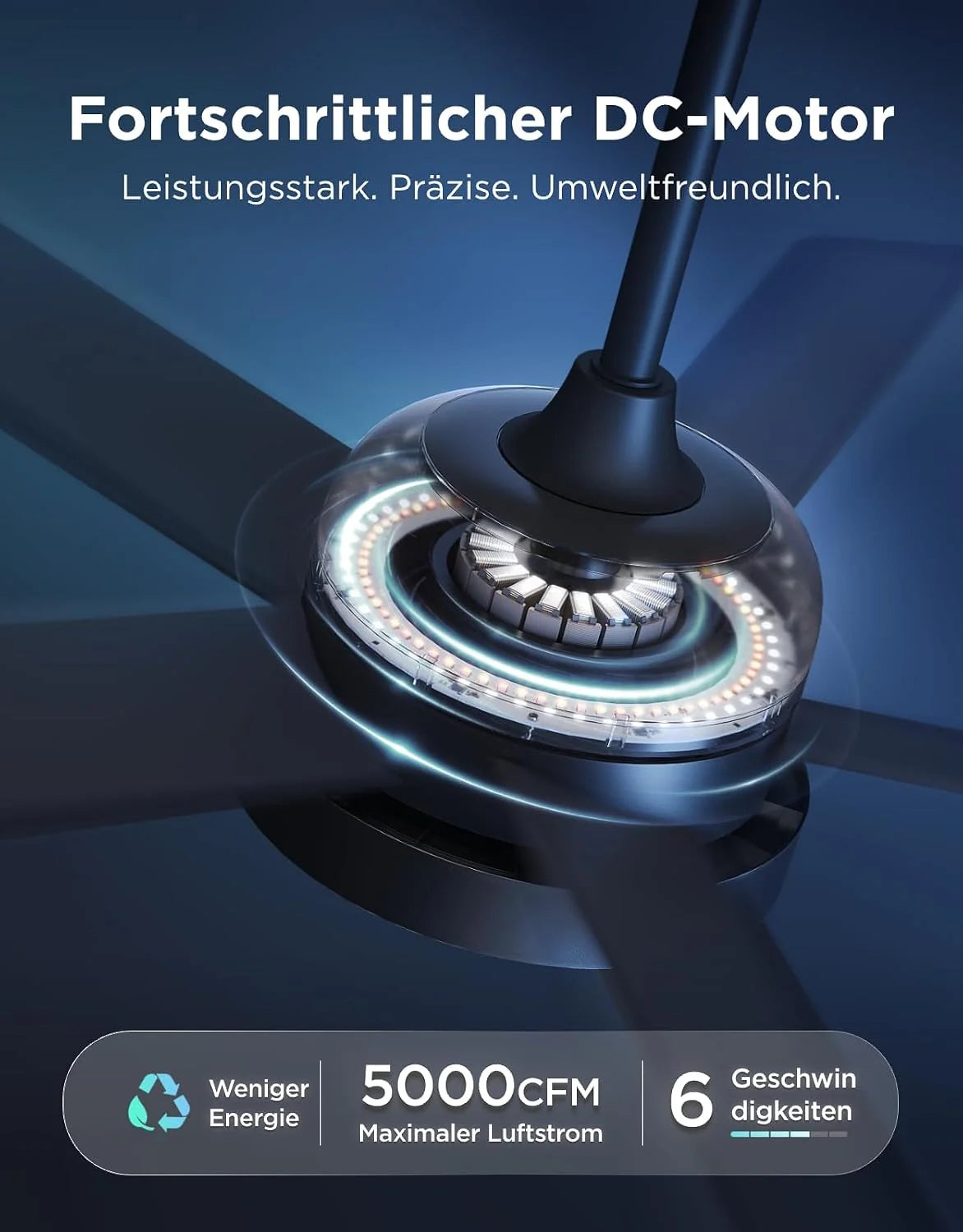 Govee Deckenventilator mit Beleuchtung RGBIC. Ø132cm Smart Leise Deckenventilator mit Licht und Fernbedienung. 2800 lm. Reversibler DC Motor.